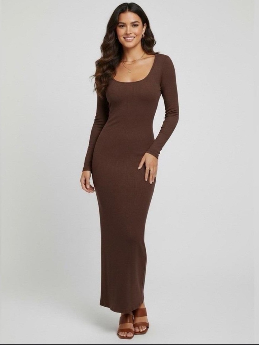 Skims SOFT LOUNGE LONG SLEEVE DRESS | COCOA